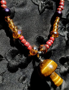 Miss Timber Magic Stoned Mushroom Necklace 23" long