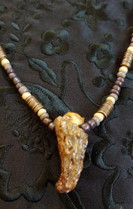 Necklace Real Morel Mushroom Beaded